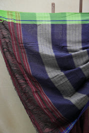 Maroon Big Checks Cotton Patteda Anchu Saree - SRMPAS274