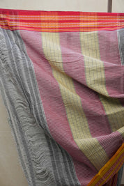 Grey Big Checks Cotton Patteda Anchu Saree - SRGPAS269