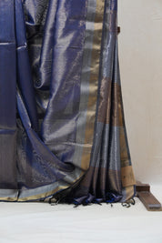 Blue Maheshwari Tissue Saree - SRBMTS485
