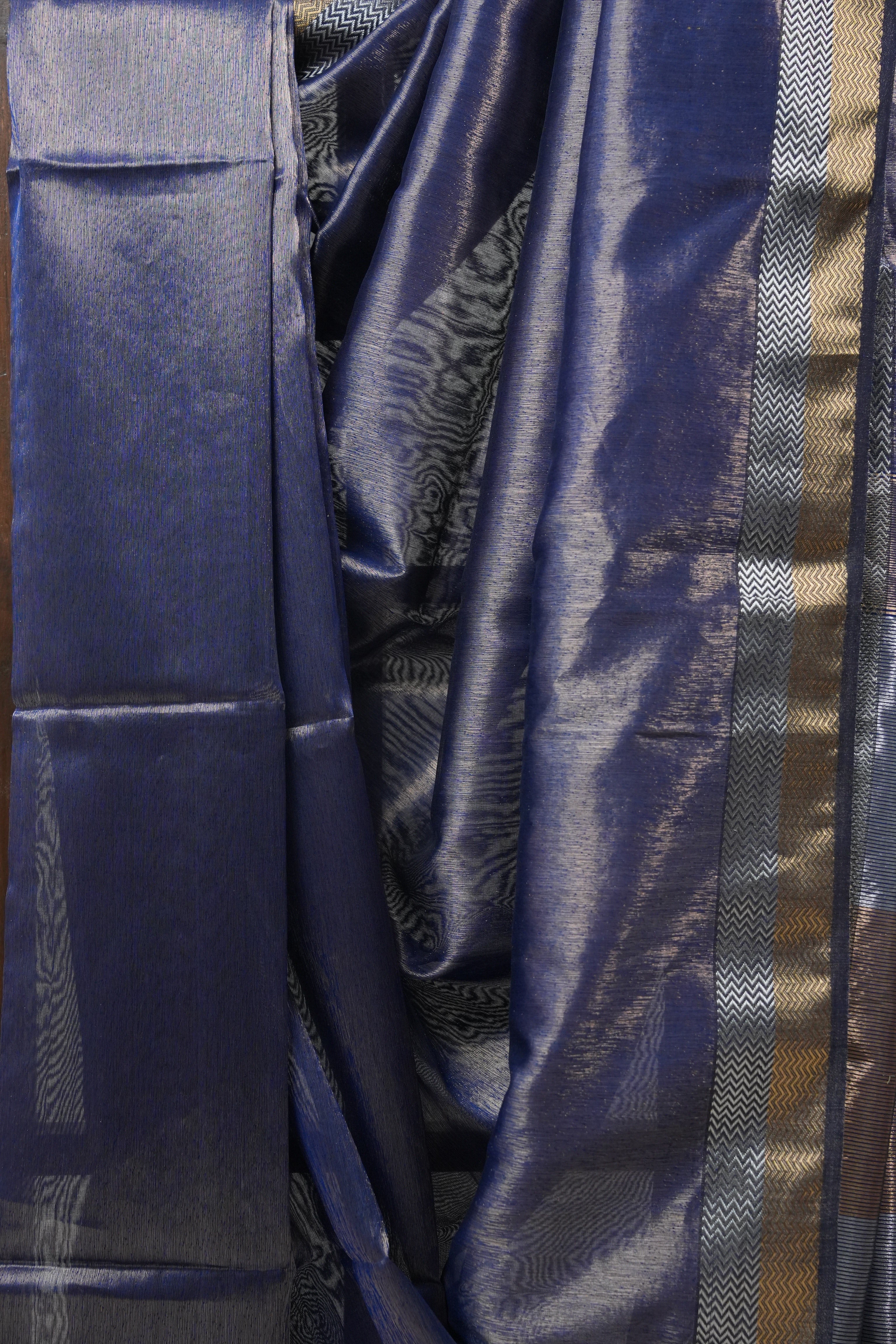 Blue Maheshwari Tissue Saree - SRBMTS485