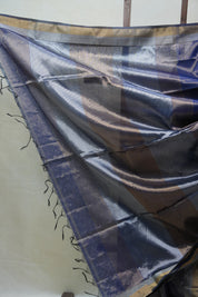 Blue Maheshwari Tissue Saree - SRBMTS485