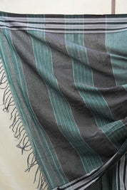 Dark Green Small Checks Cotton Patteda Anchu Saree - SRDGPAS254