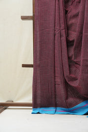 Maroon Big Checks Cotton Patteda Anchu Saree - SRMPAS231