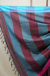 Maroon Big Checks Cotton Patteda Anchu Saree - SRMPAS231