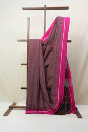 Maroon Small Checks Cotton Patteda Anchu Saree - SRMPAS268