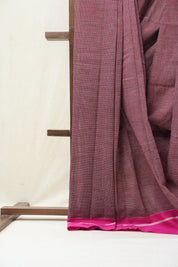 Maroon Small Checks Cotton Patteda Anchu Saree - SRMPAS268