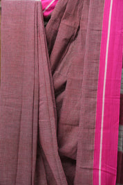 Maroon Small Checks Cotton Patteda Anchu Saree - SRMPAS268