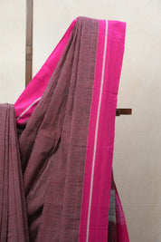 Maroon Small Checks Cotton Patteda Anchu Saree - SRMPAS268