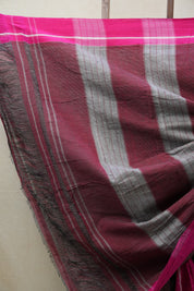 Maroon Small Checks Cotton Patteda Anchu Saree - SRMPAS268