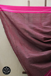 Maroon Small Checks Cotton Patteda Anchu Saree - SRMPAS268