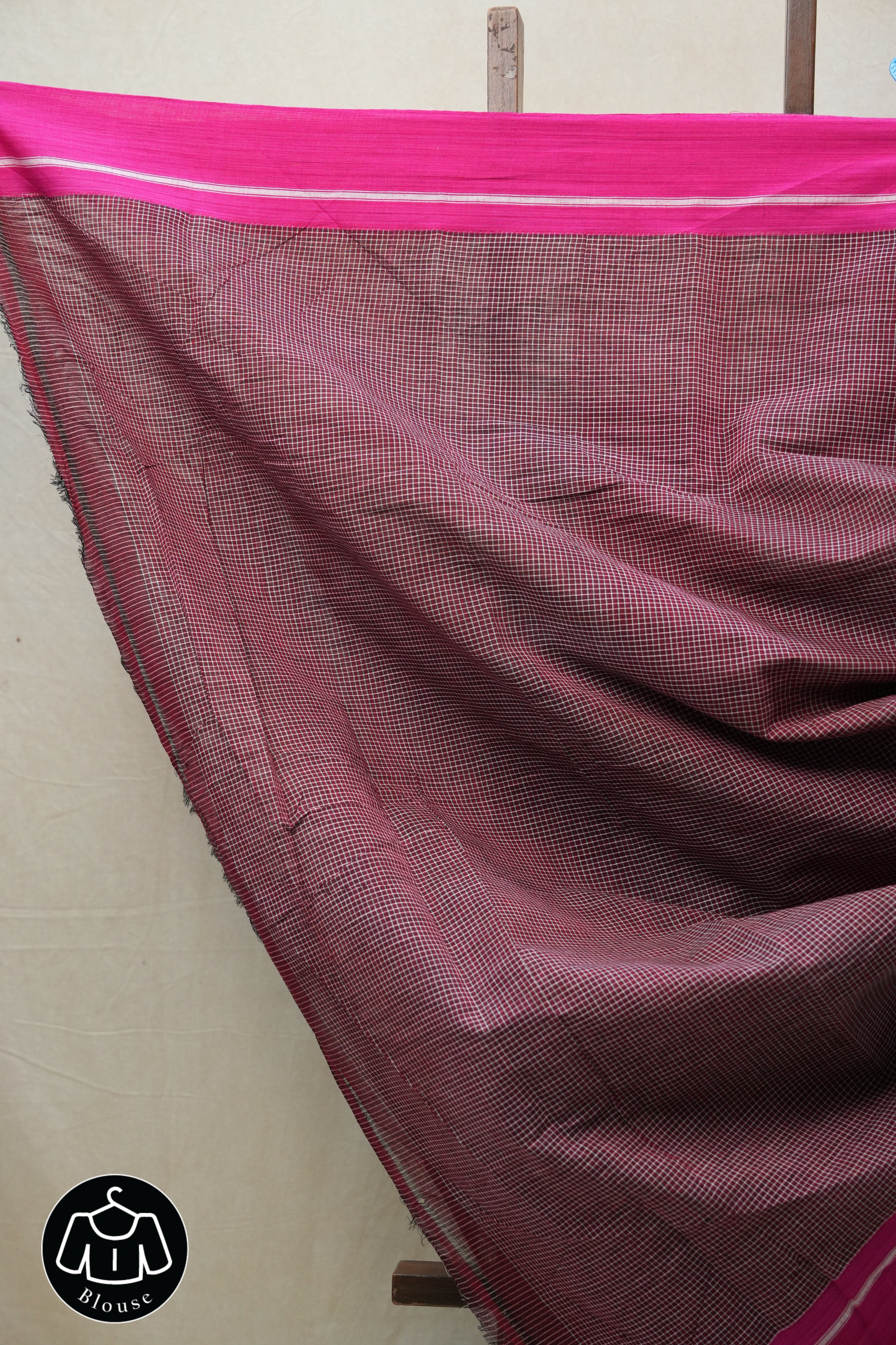 Maroon Small Checks Cotton Patteda Anchu Saree - SRMPAS268