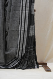 Black Small Checks Cotton Patteda Anchu Saree - SRBPAS270