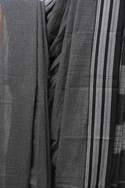 Black Small Checks Cotton Patteda Anchu Saree - SRBPAS270