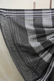 Black Small Checks Cotton Patteda Anchu Saree - SRBPAS270