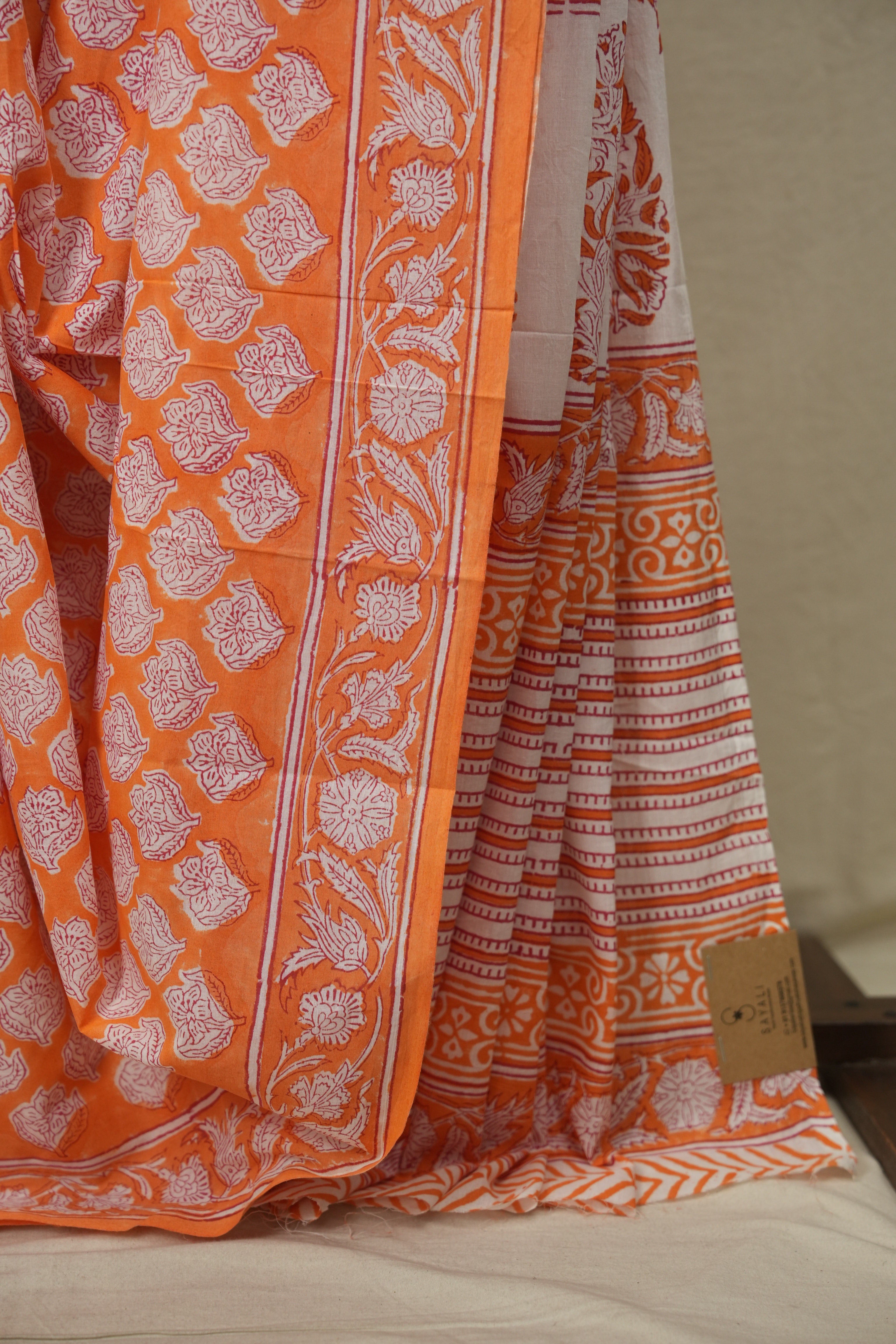 Orange HBP Cotton Saree - SROCS3713