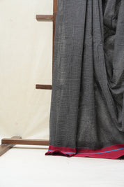 Black Small Checks Cotton Patteda Anchu Saree - SRBPAS258