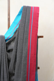 Black Small Checks Cotton Patteda Anchu Saree - SRBPAS258