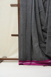 Black Small Checks Cotton Patteda Anchu Saree - SRBPAS260