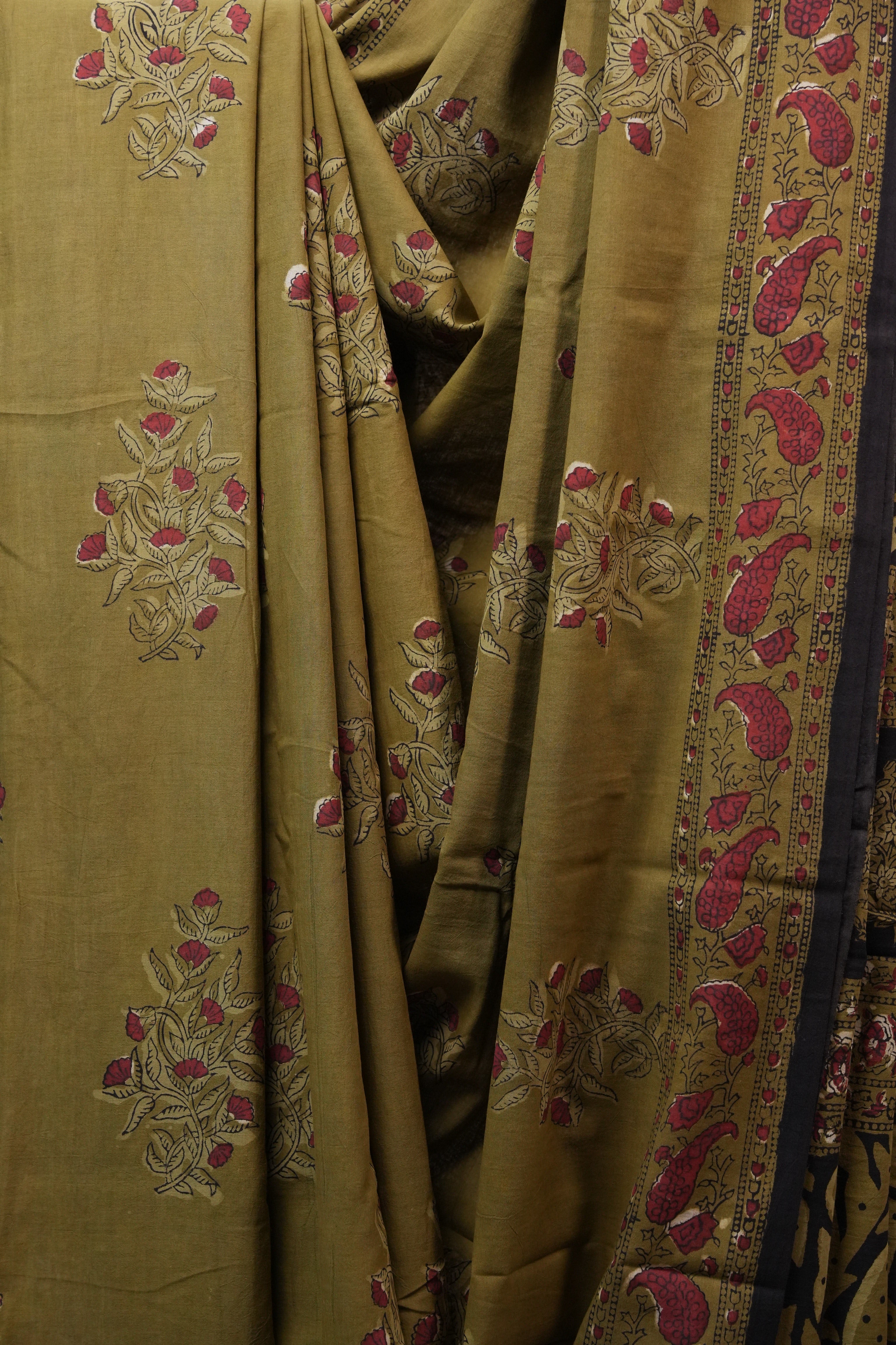 Green HBP Cotton Saree - SRGCS2500