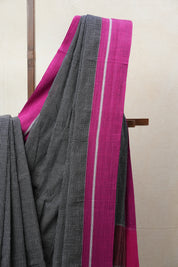 Black Small Checks Cotton Patteda Anchu Saree - SRBPAS260