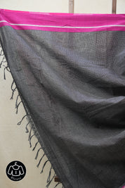 Black Small Checks Cotton Patteda Anchu Saree - SRBPAS260