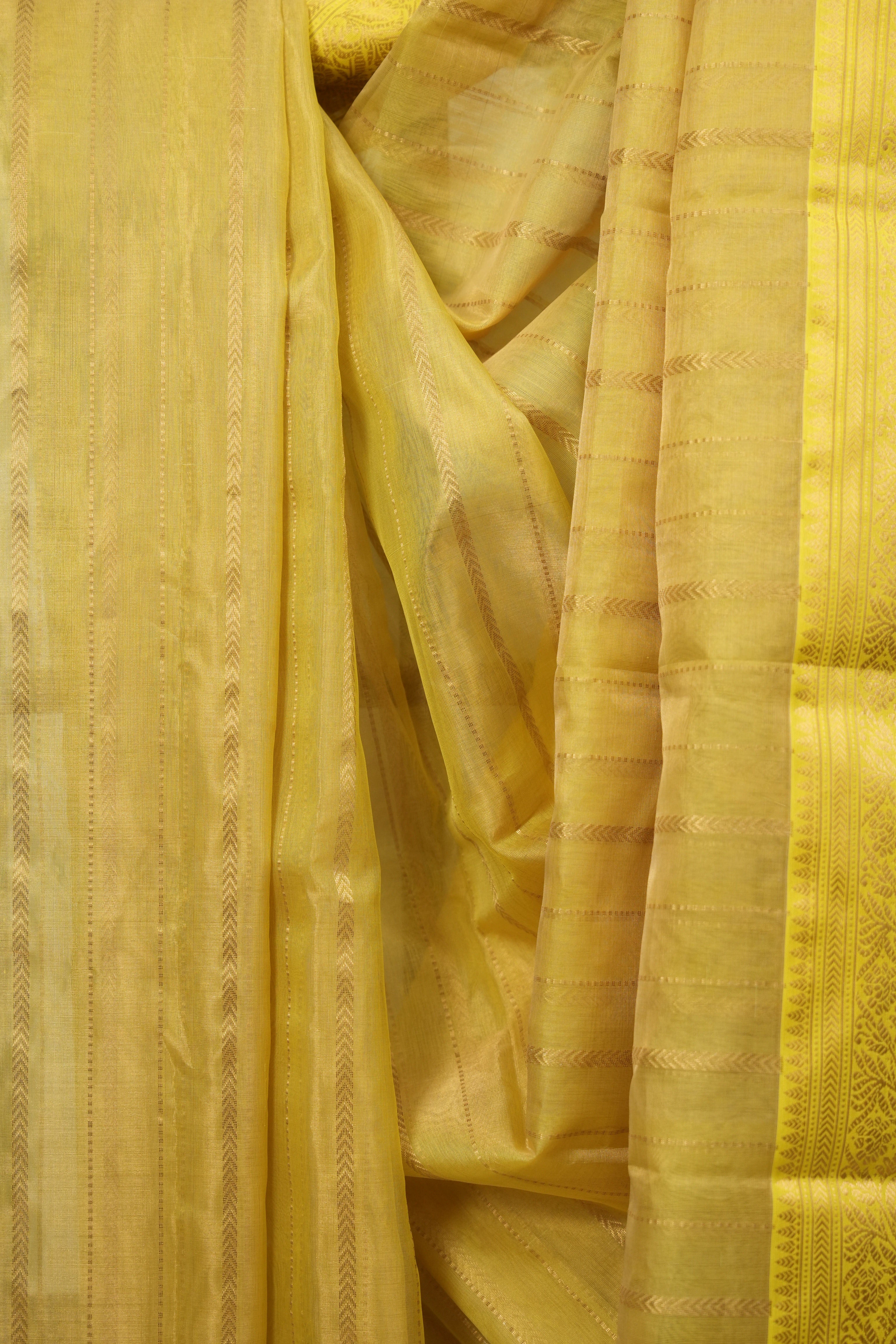 Yellow Chanderi Tissue Silk Saree - SRYCTS366