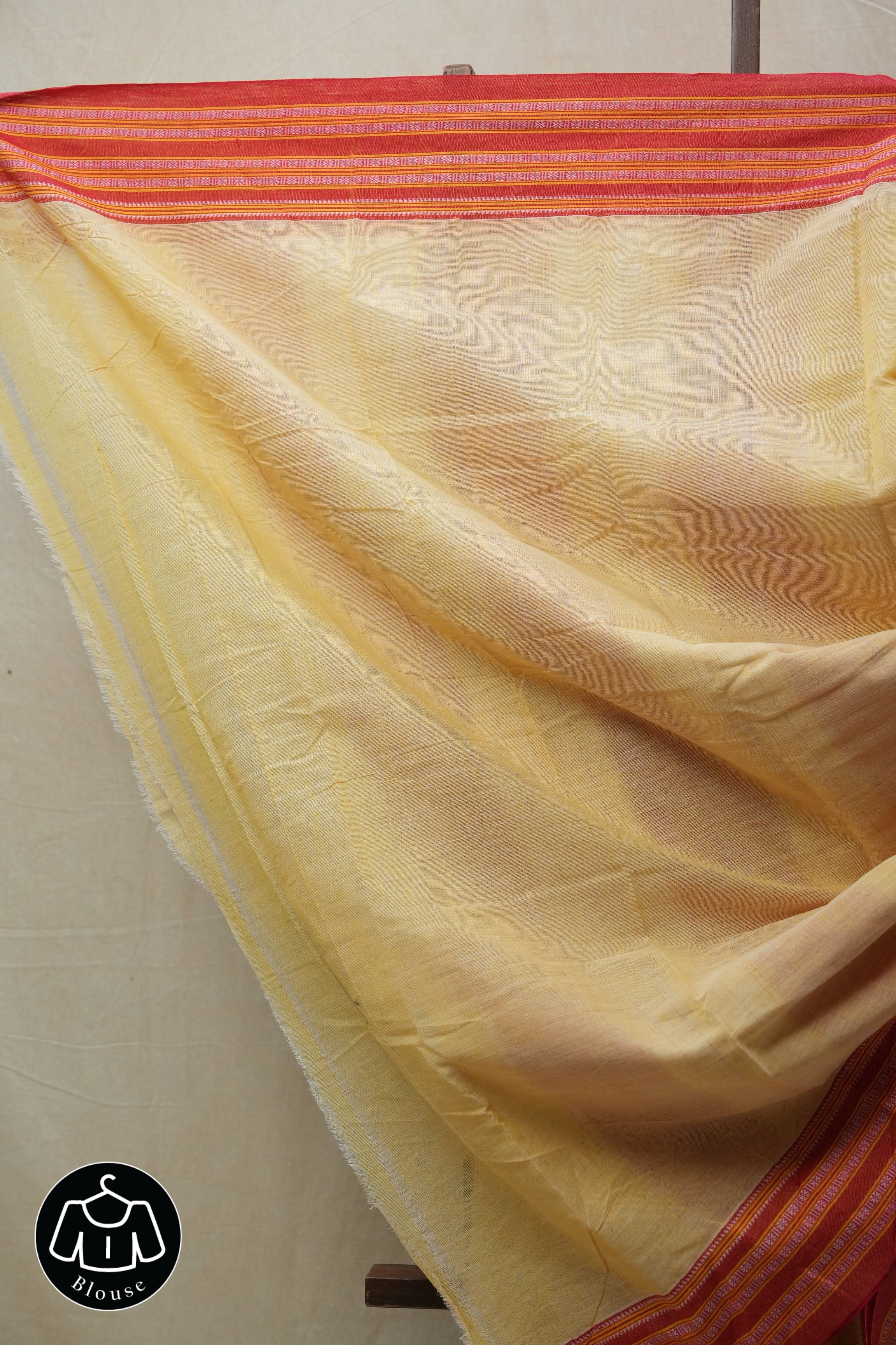 Pastel Yellow Plain Cotton Patteda Anchu Saree - SRPYPAS267