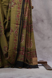 Moss Green HBP Cotton Saree - SRMGCS2521