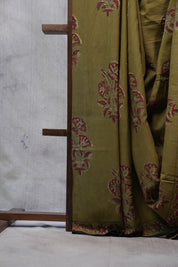 Moss Green HBP Cotton Saree - SRMGCS2521