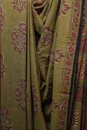 Moss Green HBP Cotton Saree - SRMGCS2521