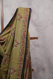 Moss Green HBP Cotton Saree - SRMGCS2521