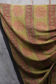 Moss Green HBP Cotton Saree - SRMGCS2521