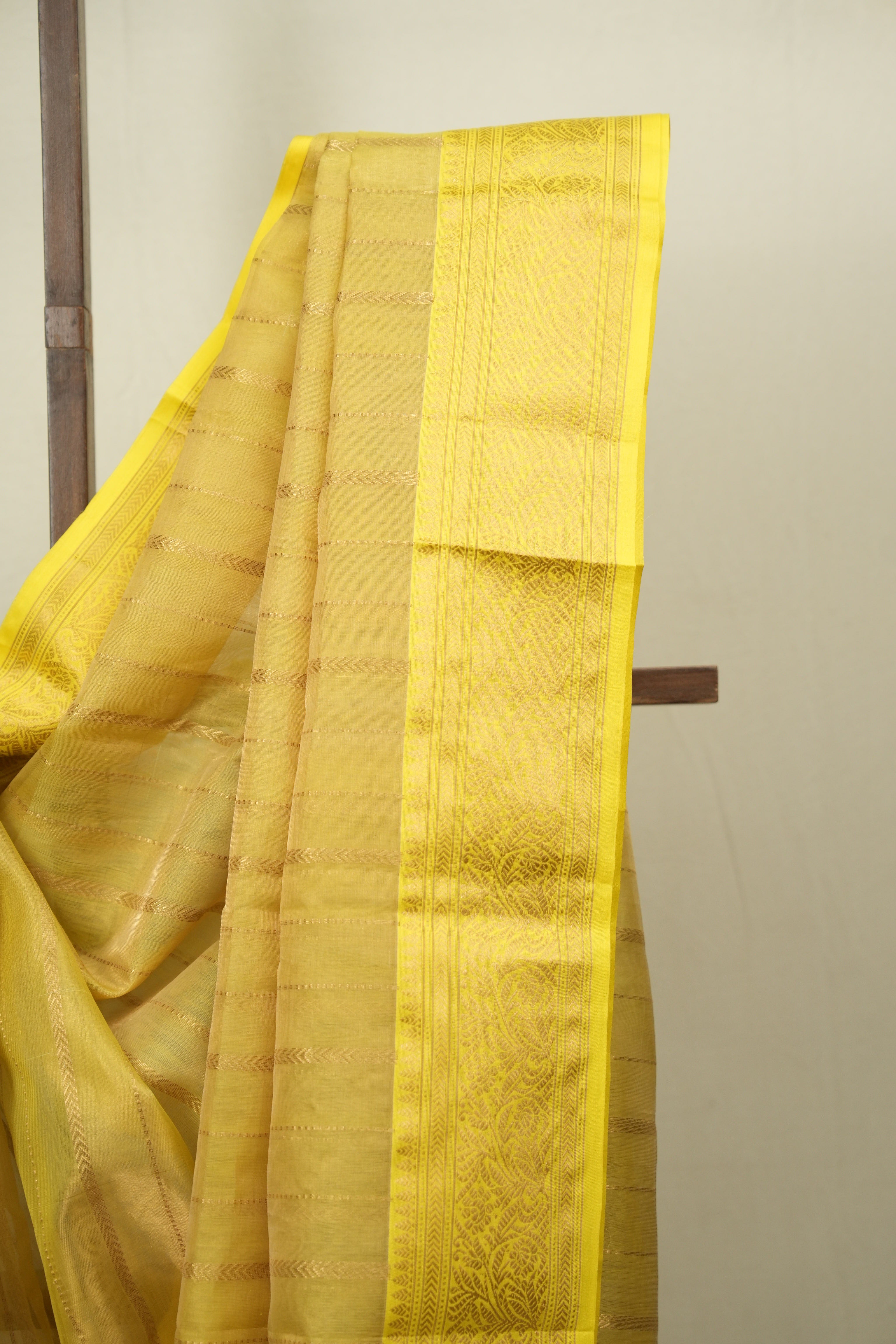 Yellow Chanderi Tissue Silk Saree - SRYCTS366