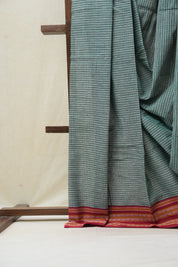 Sky Blue Small Checks Cotton Patteda Anchu Saree - SRSBPAS266