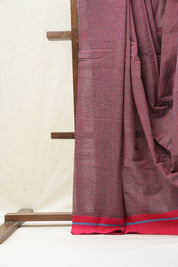 Maroon Small Checks Cotton Patteda Anchu Saree - SRMPAS275
