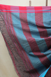 Maroon Small Checks Cotton Patteda Anchu Saree - SRMPAS275