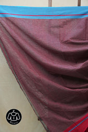 Maroon Small Checks Cotton Patteda Anchu Saree - SRMPAS275