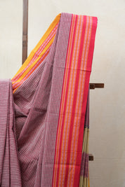 Pink Big Checks Cotton Patteda Anchu Saree - SRPPAS272