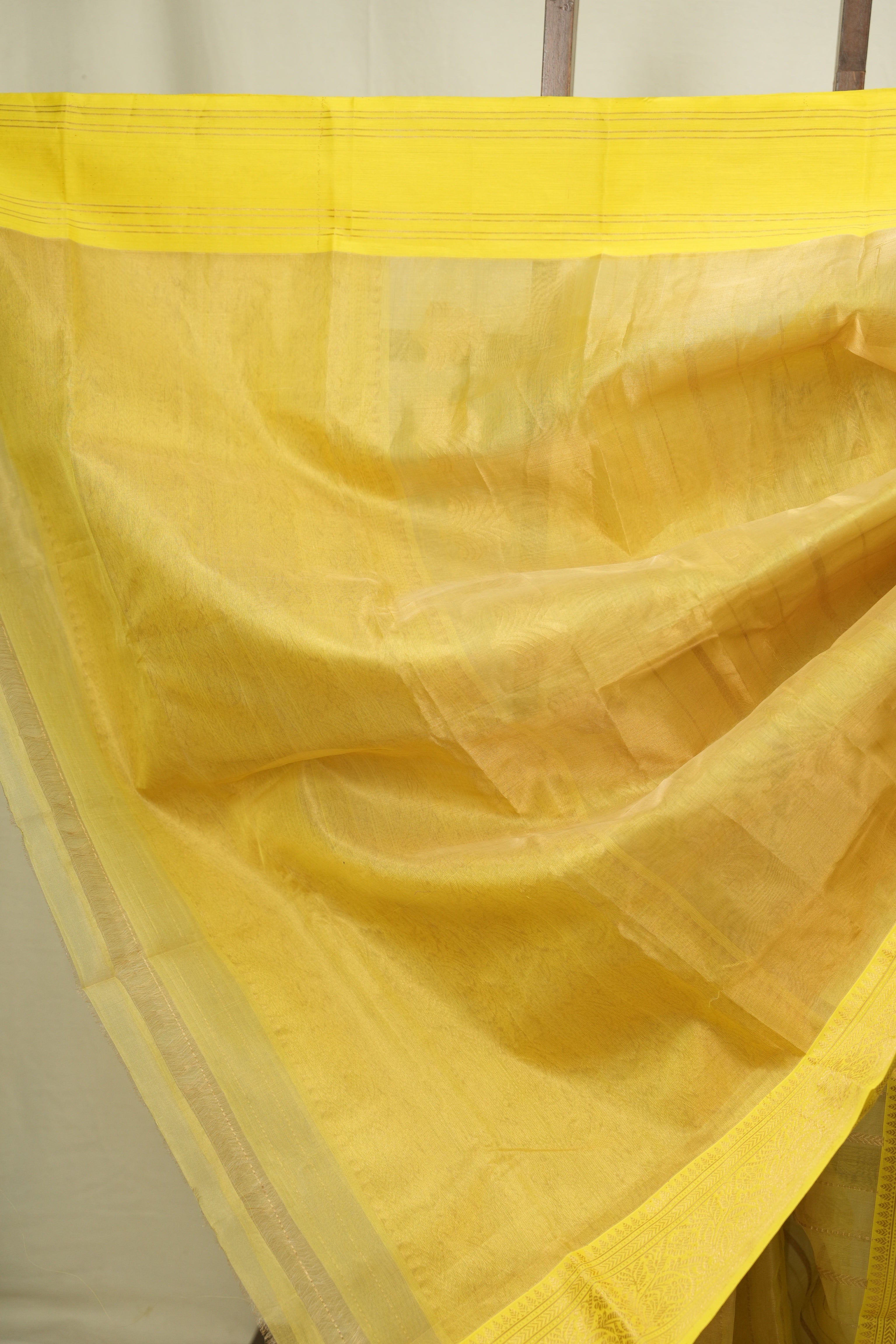 Yellow Chanderi Tissue Silk Saree - SRYCTS366
