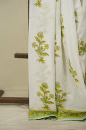 White HBP Cotton Saree - SRWCS3712