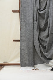 Grey Small Checks Cotton Patteda Anchu Saree - SRGPAS241