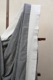 Grey Small Checks Cotton Patteda Anchu Saree - SRGPAS241