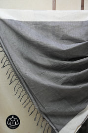 Grey Small Checks Cotton Patteda Anchu Saree - SRGPAS241