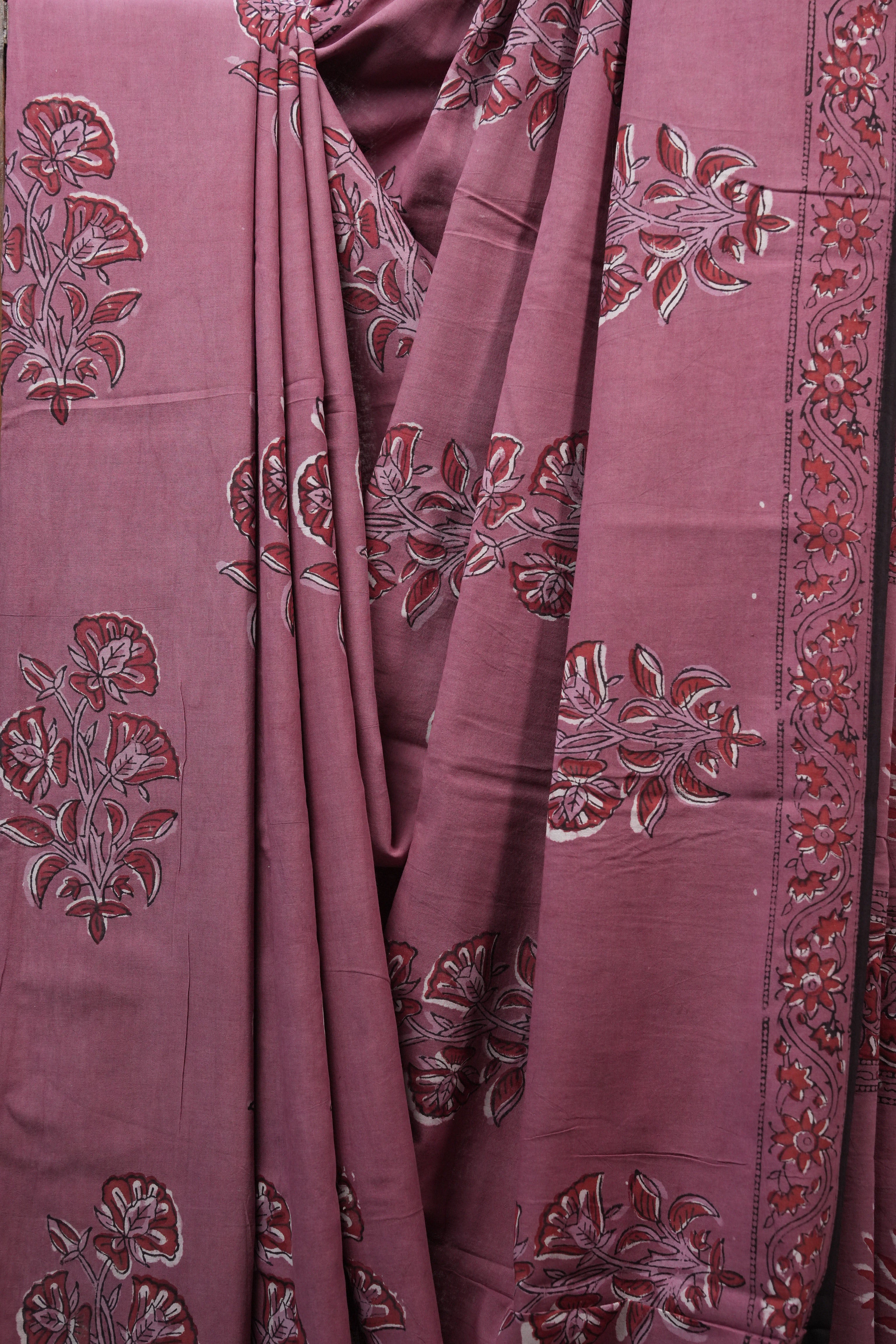 Watermelon Pink HBP Cotton Saree - SRWPCS2519