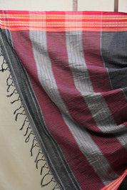 Black Big Checks Cotton Patteda Anchu Saree - SRBPAS255