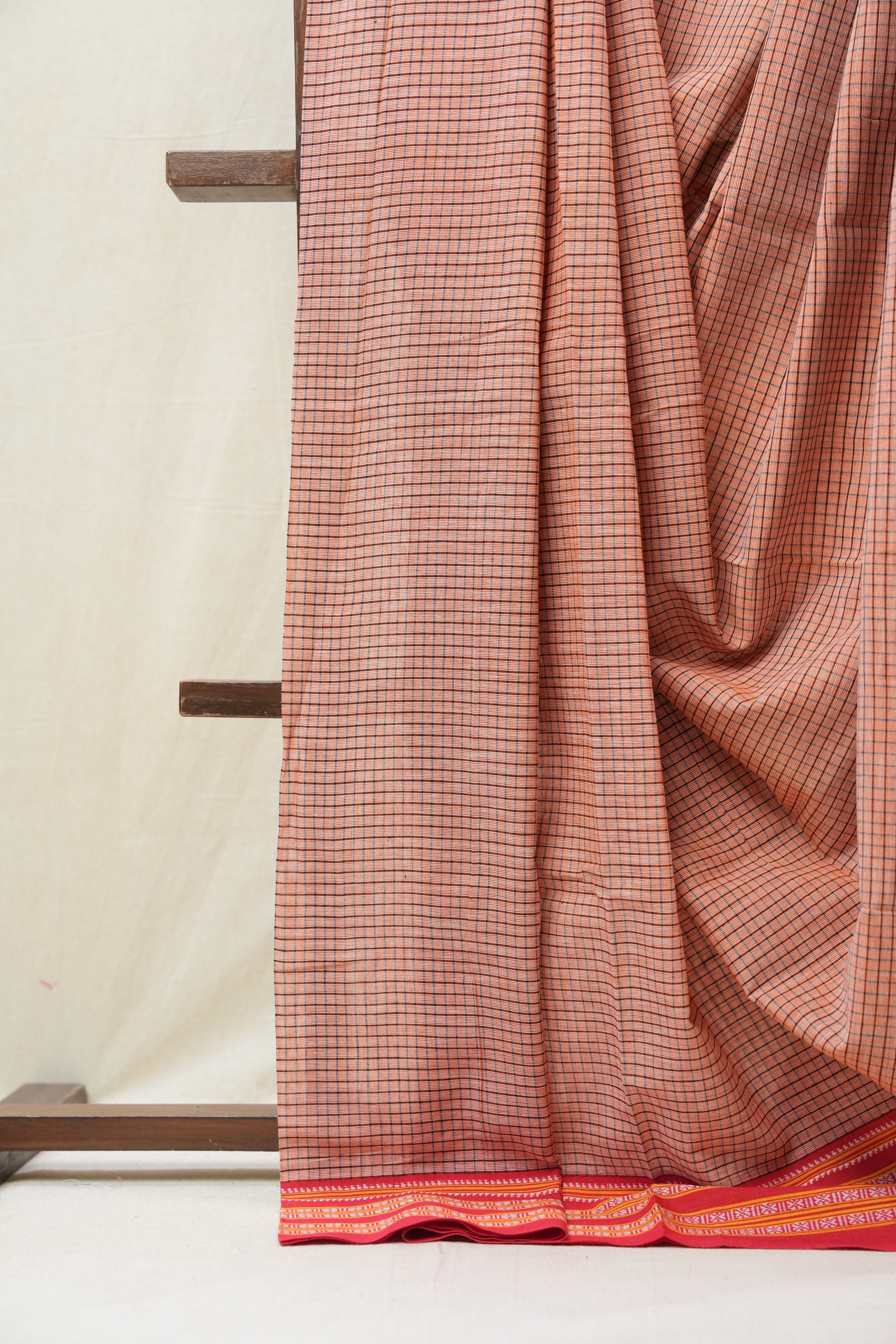 Pink Big Checks Cotton Patteda Anchu Saree - SRPPAS249