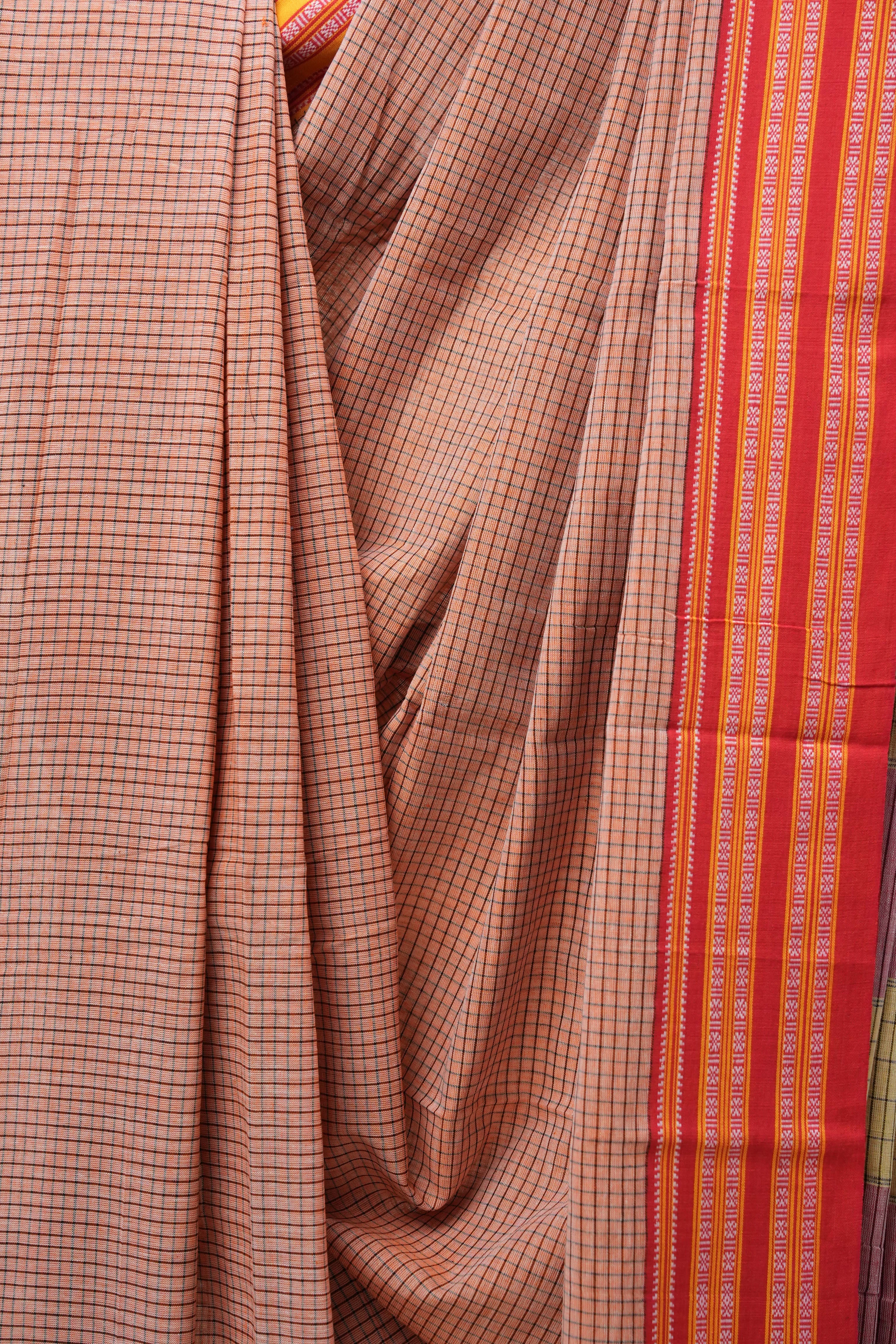 Pink Big Checks Cotton Patteda Anchu Saree - SRPPAS249