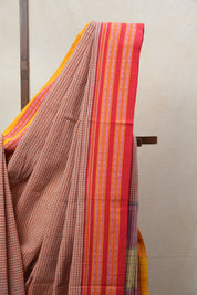 Pink Big Checks Cotton Patteda Anchu Saree - SRPPAS249