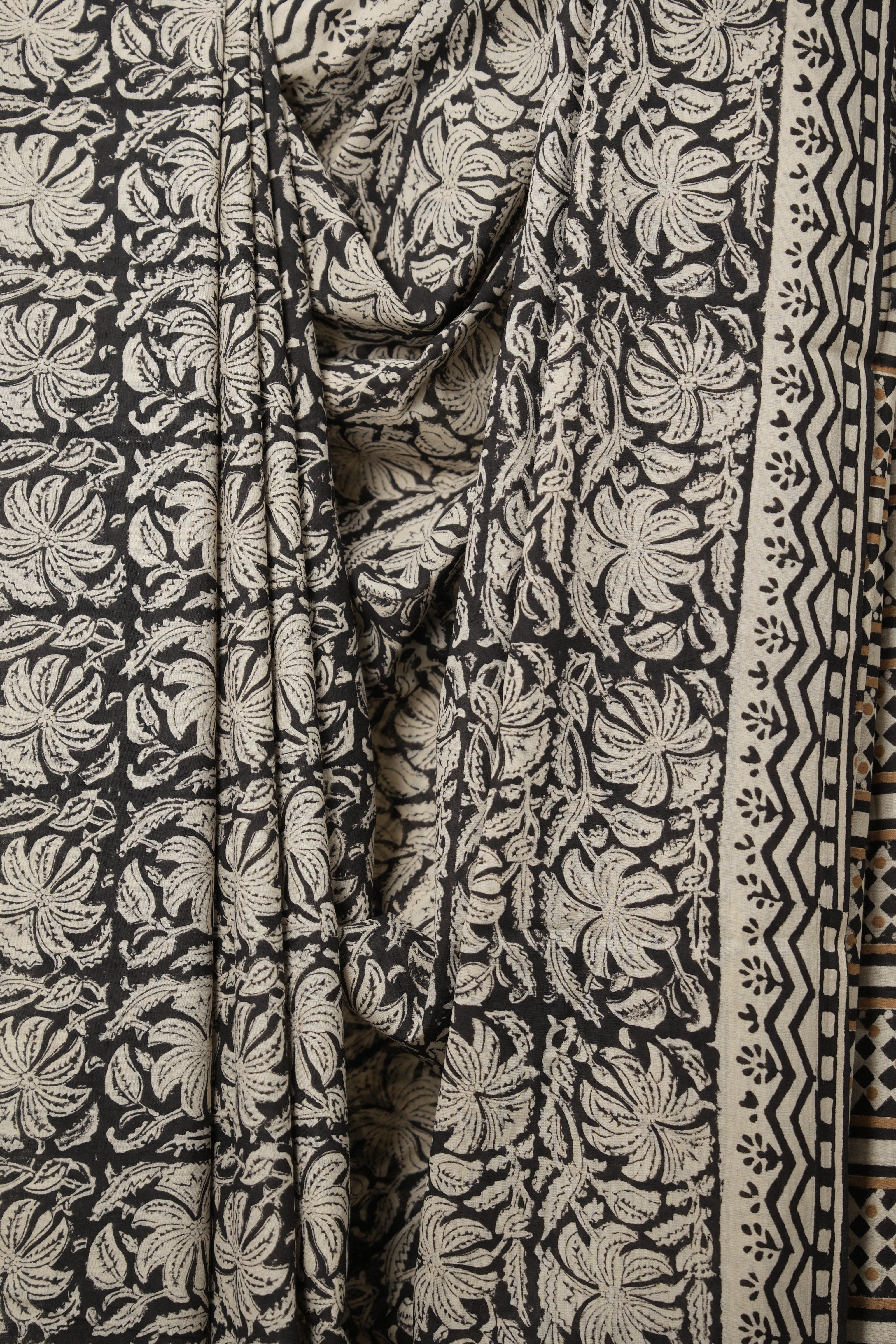 Black HBP Cotton Saree - SRBCS2891