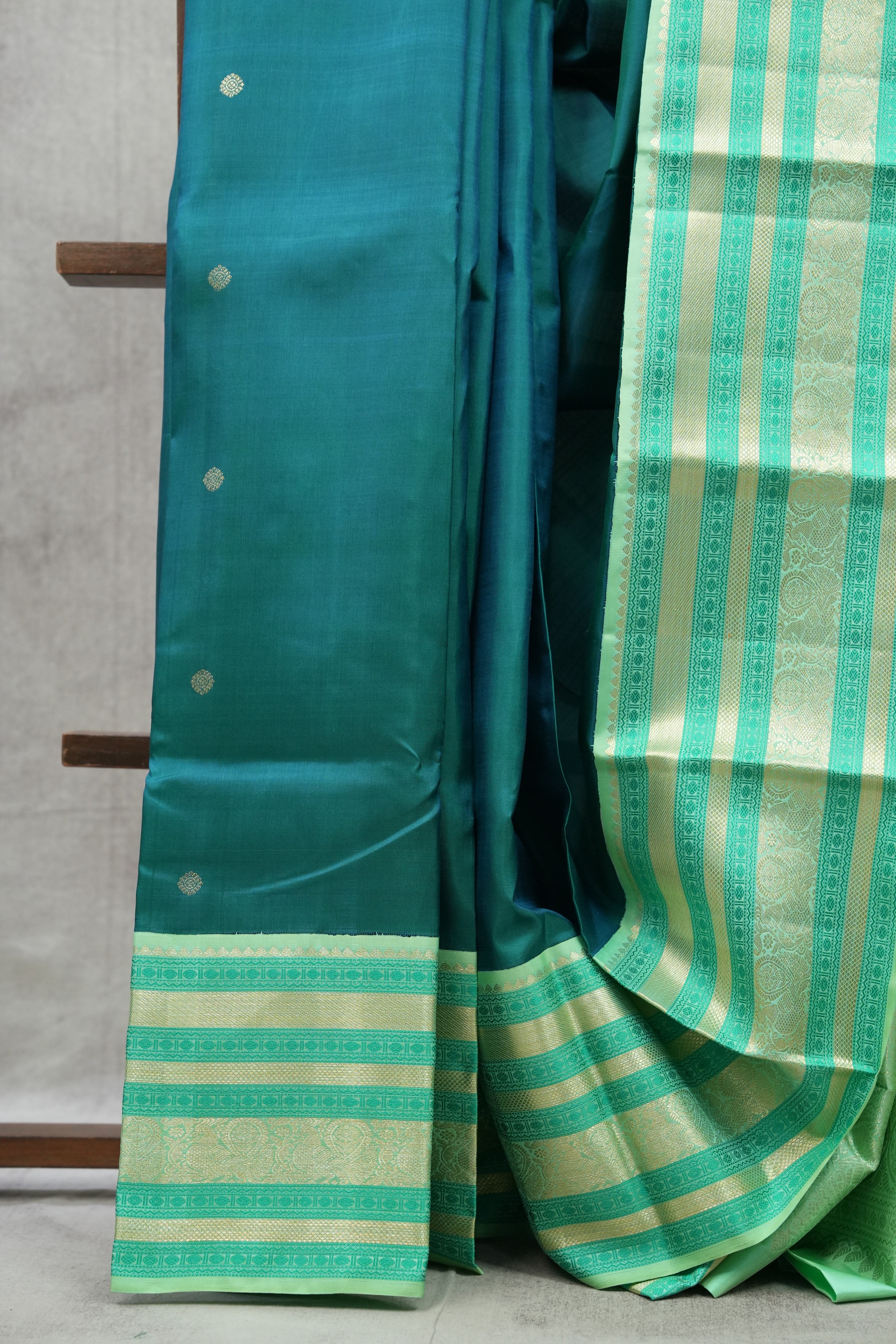 Peacock Green Kanjeevaram Silk Saree-SRPGKSS741